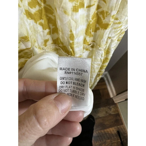 THML Anthropologie Dress Small Yellow A Line Midi Bohemian Tiered Abstract Print - Picture 5 of 6